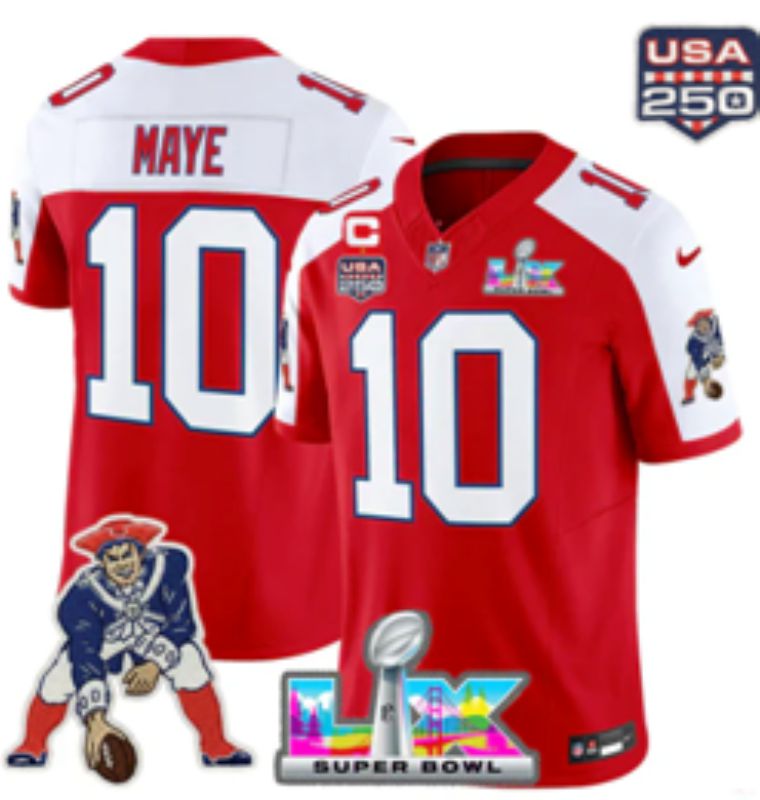 Men 2026 New England Patriots #10 Maye Red Super Bowl Nike Limited NFL Jersey style 03->new england patriots->NFL Jersey